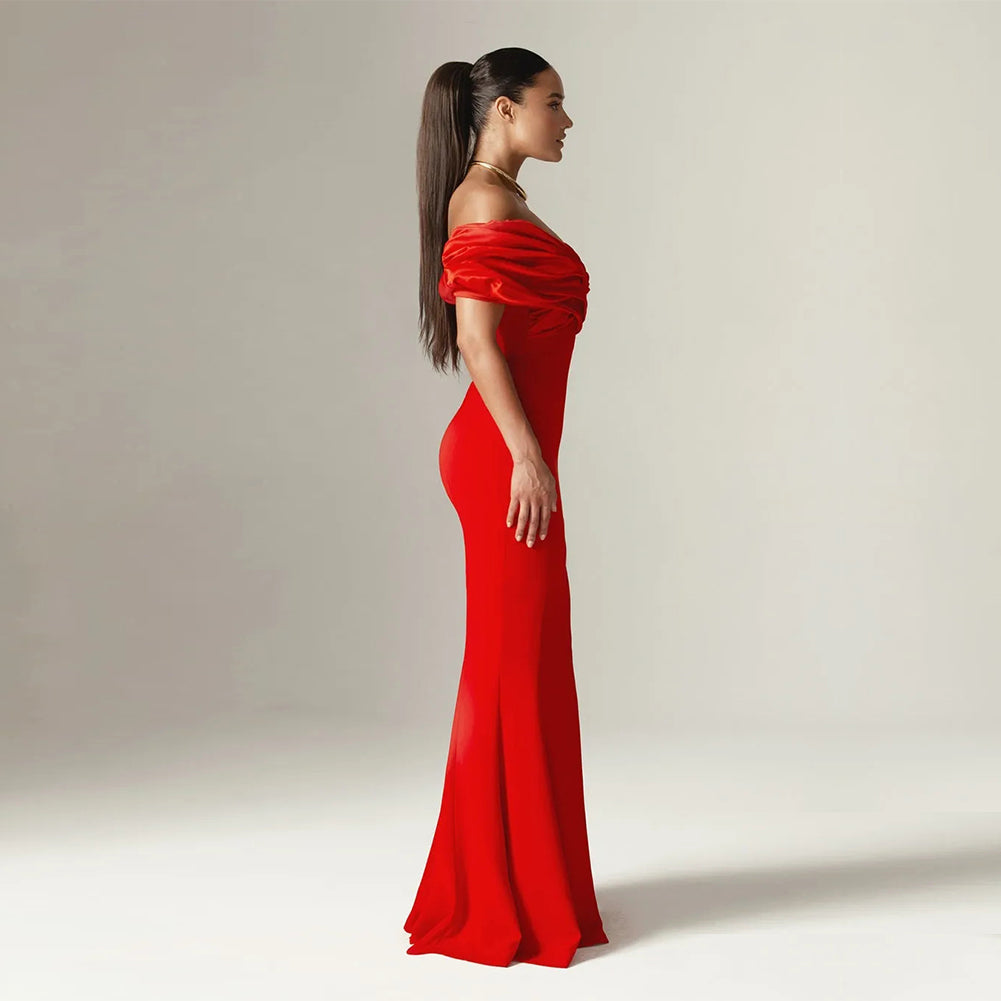 Off Shoulder Demure Maxi Dress KLYW001