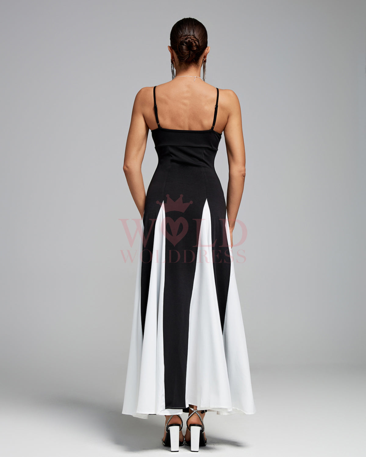 Black & White Tulle Slip Maxi Dress