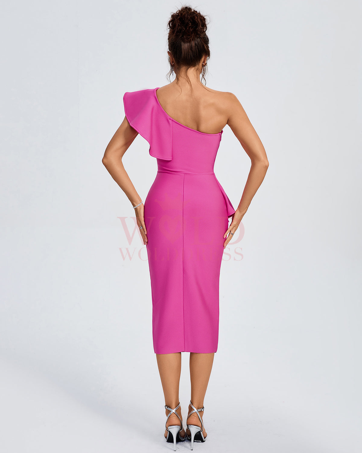 One Shoulder Ruffle Cocktail Bandage Dress