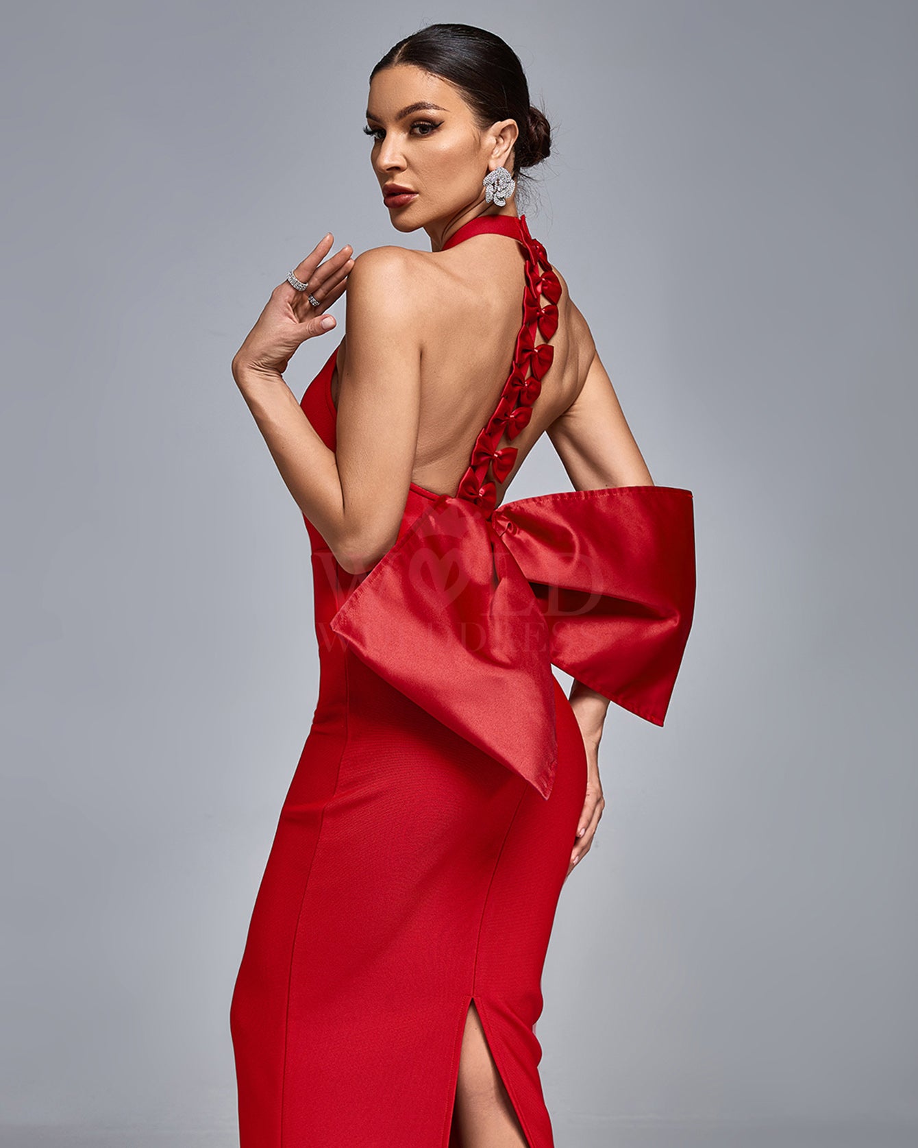 Huge Bow Split Bandage Maxi Dress