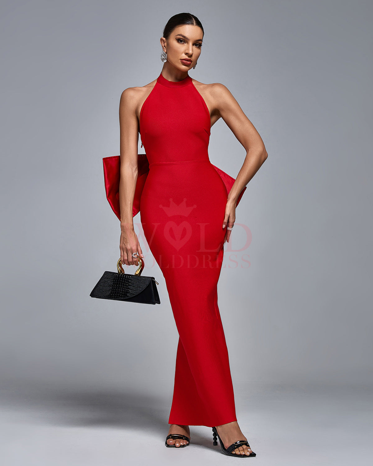 Huge Bow Split Bandage Maxi Dress