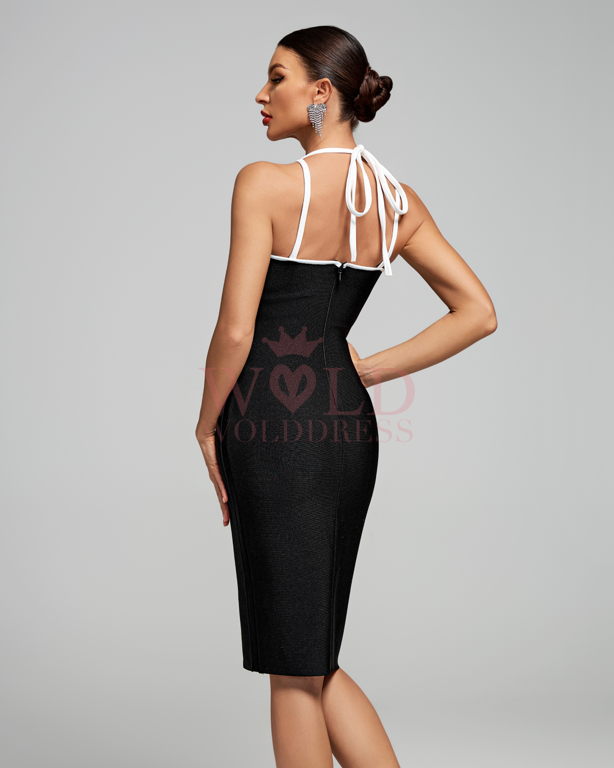 Cutout Strap Contrast Trim Bandage Dress