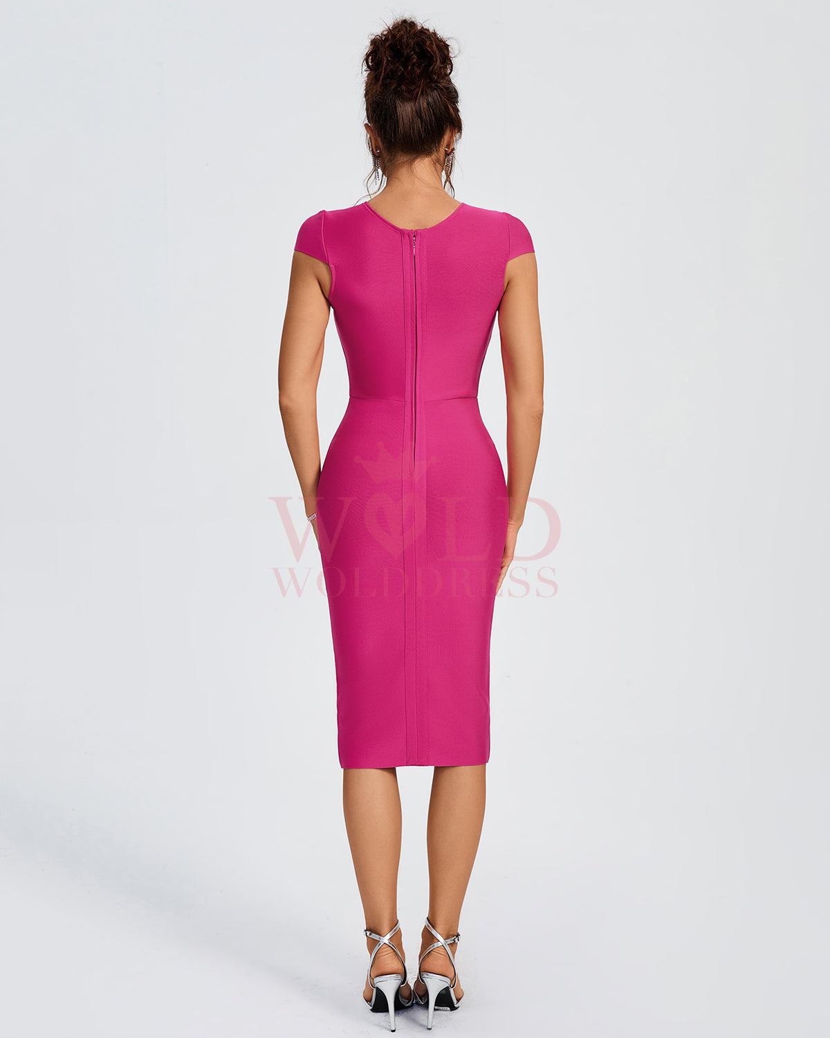 V Neck Cutout Midi Bandage Dress