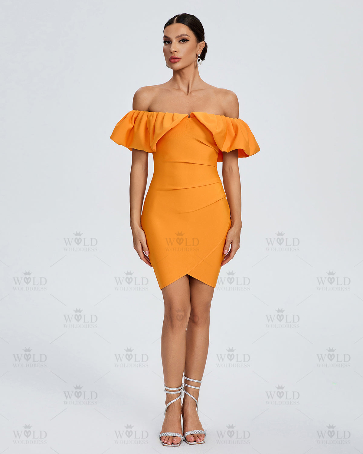 Off Shoulder Ruffle Mini Bandage Dress