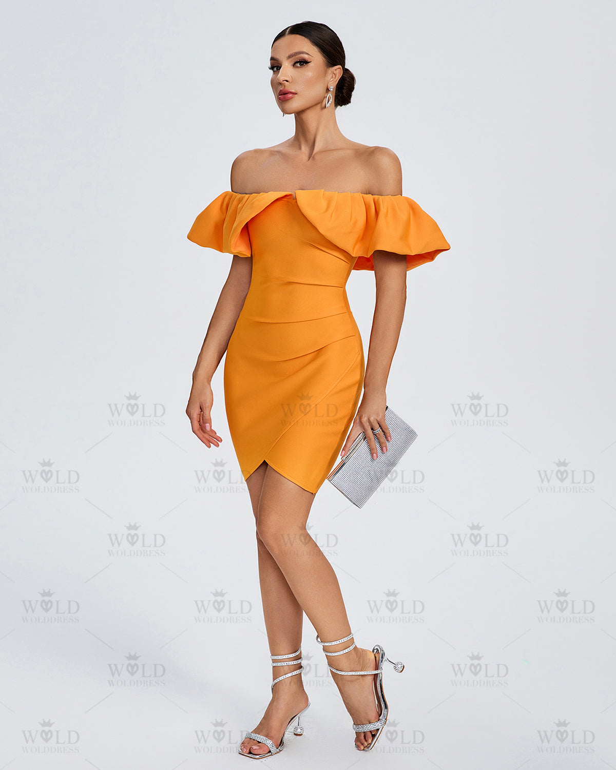 Off Shoulder Ruffle Mini Bandage Dress