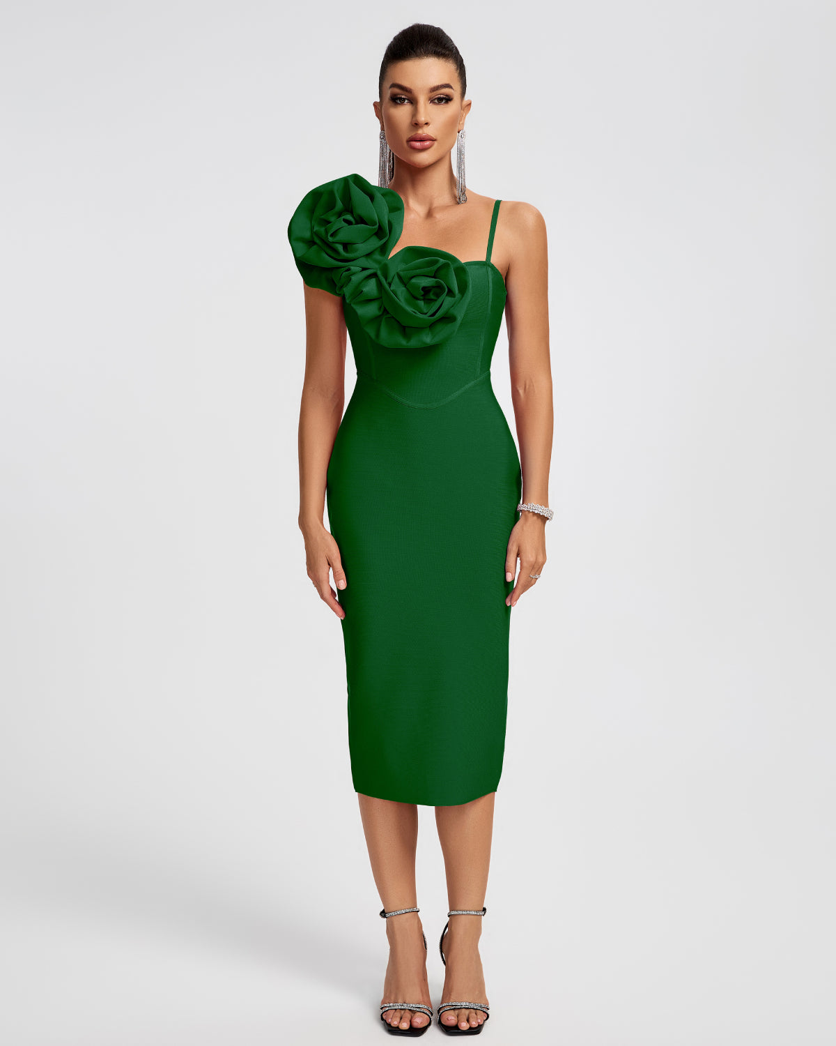 Huge Flowers Bandage Midi Dress