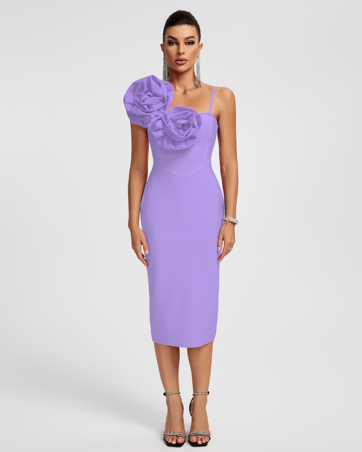 Huge Flowers Bandage Midi Dress