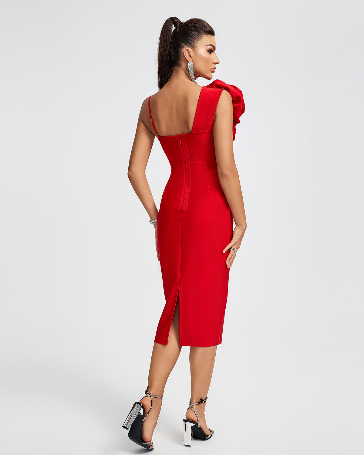 Huge Flowers Bandage Midi Dress