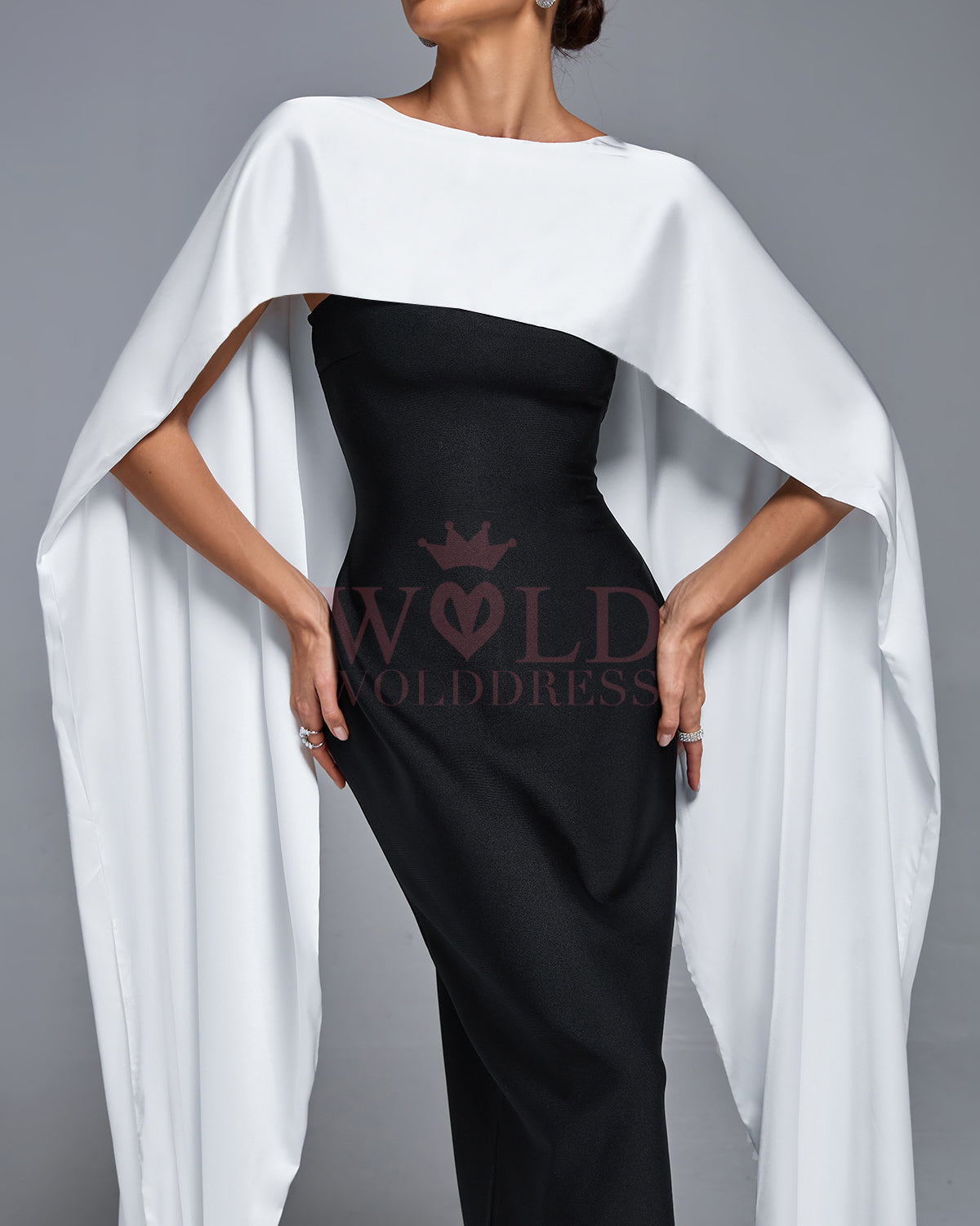 Strapless Bandage Dress With Satin Shawl