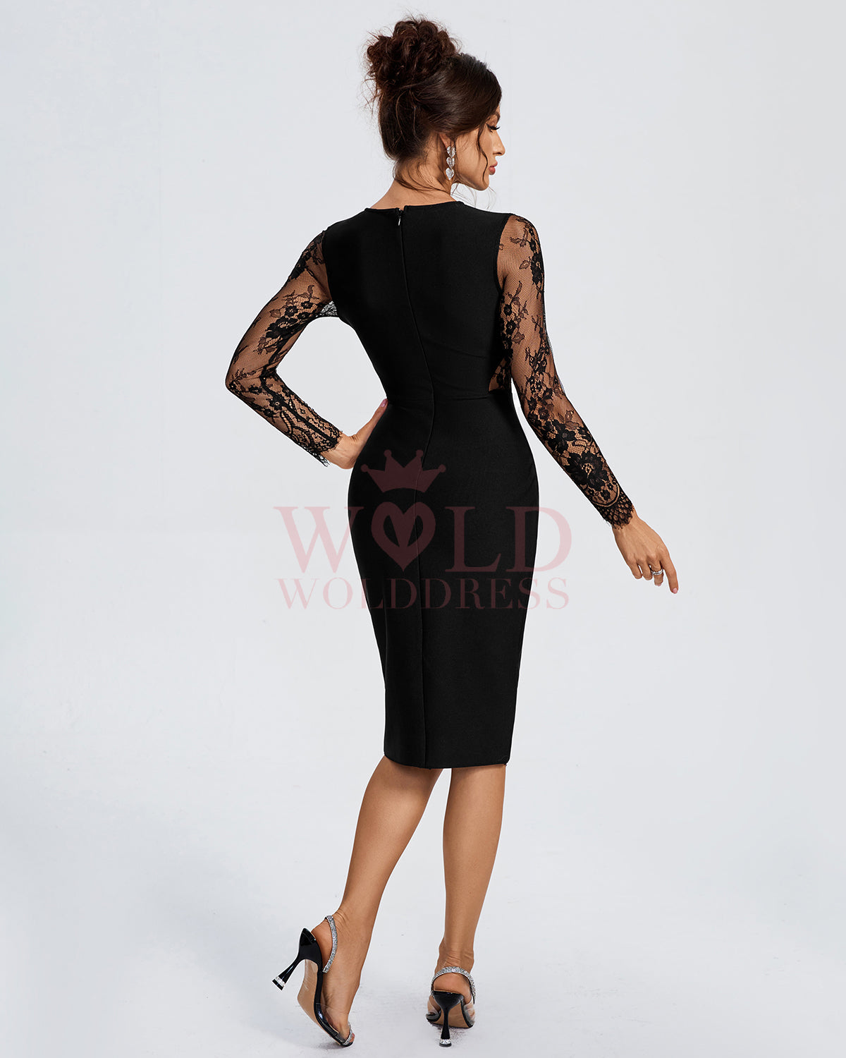 Sexy Lace Patchwork Bandage Midi Dress