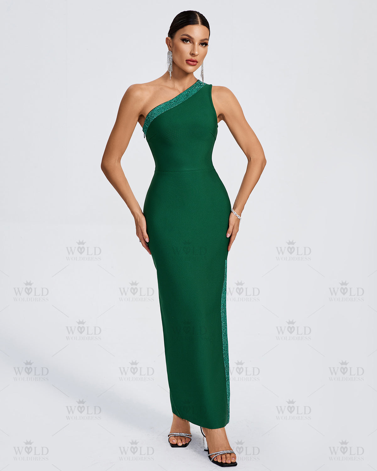 Elegant One Shoulder Maxi Bandage Dress