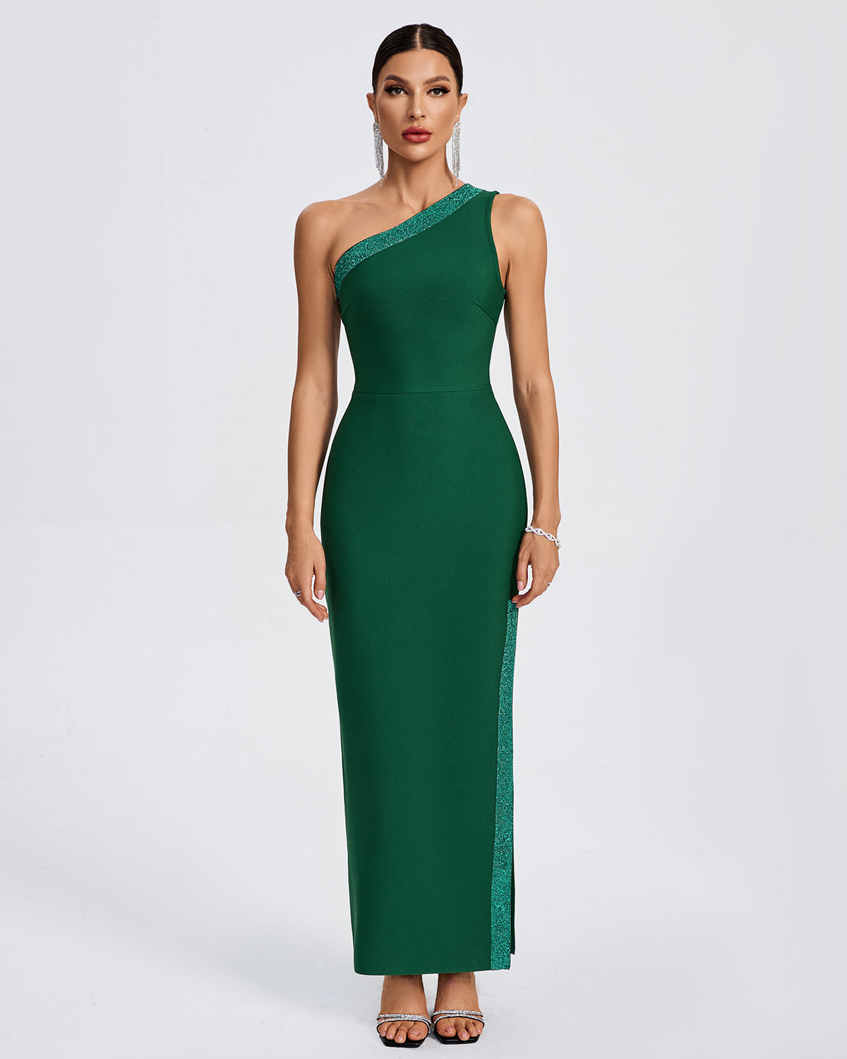 Elegant One Shoulder Maxi Bandage Dress PP24102 | Wolddress