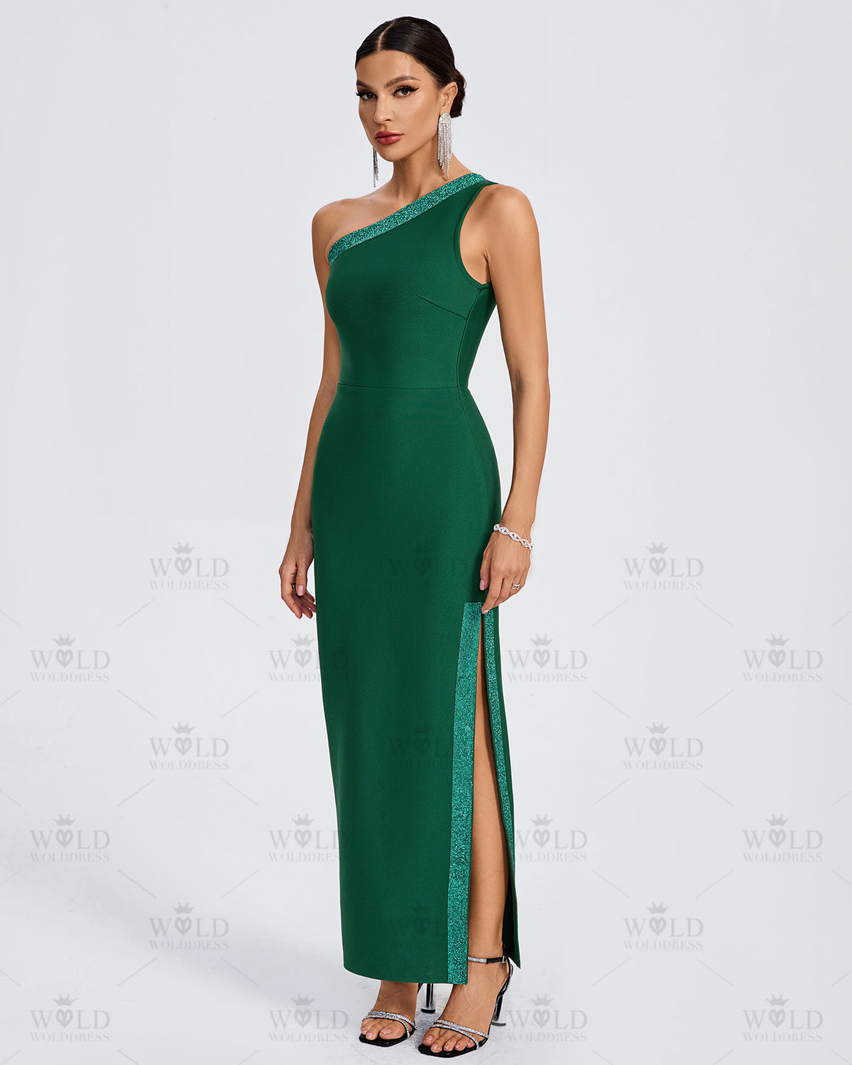 Elegant One Shoulder Maxi Bandage Dress