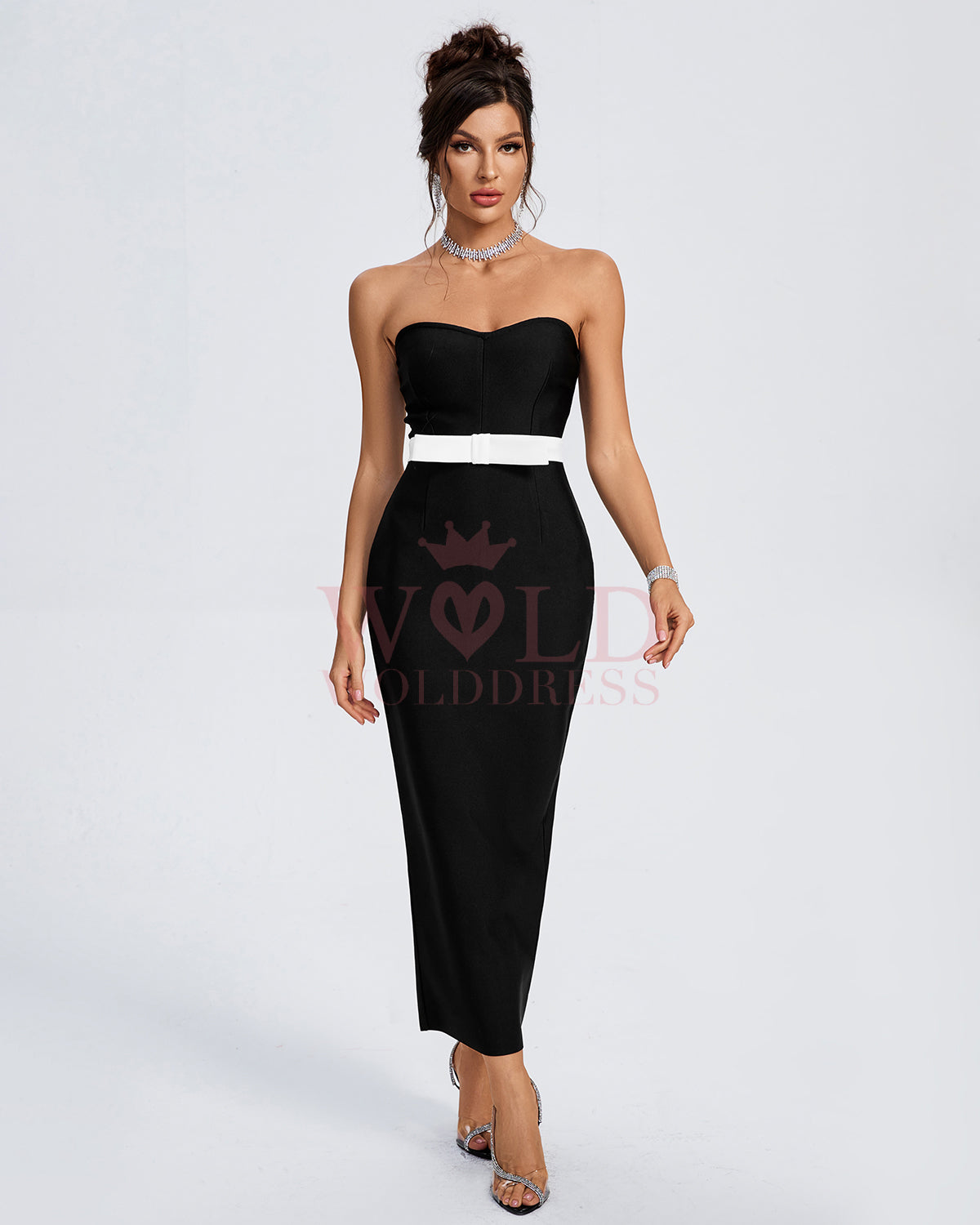 Strapless Bow-Detail Bandage Long Dress