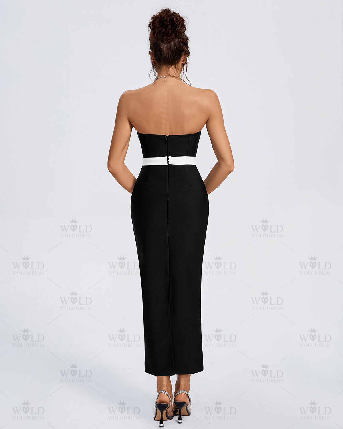 Strapless Bow-Detail Bandage Long Dress