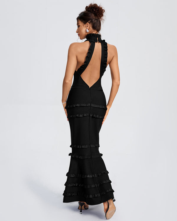 Theatrical Fitted Backless Maxi Bandage Dress