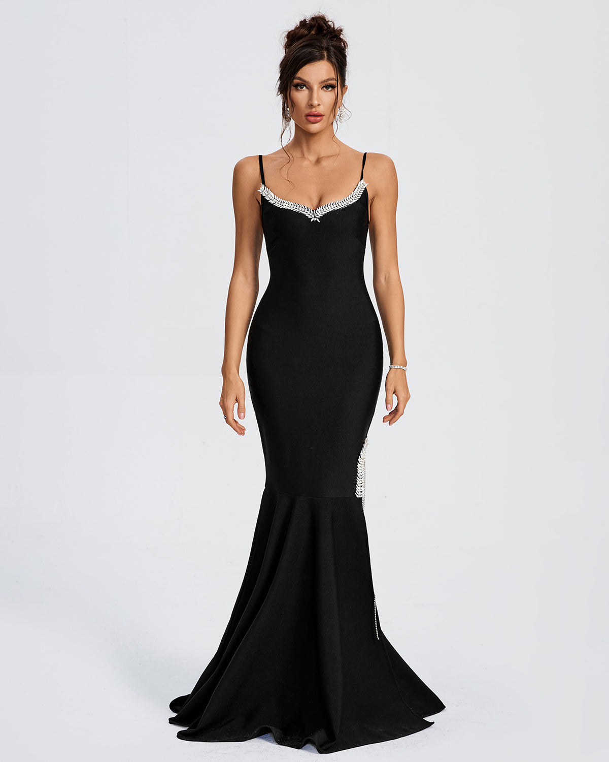 Rhinestone Trim Bandage Evening Dress