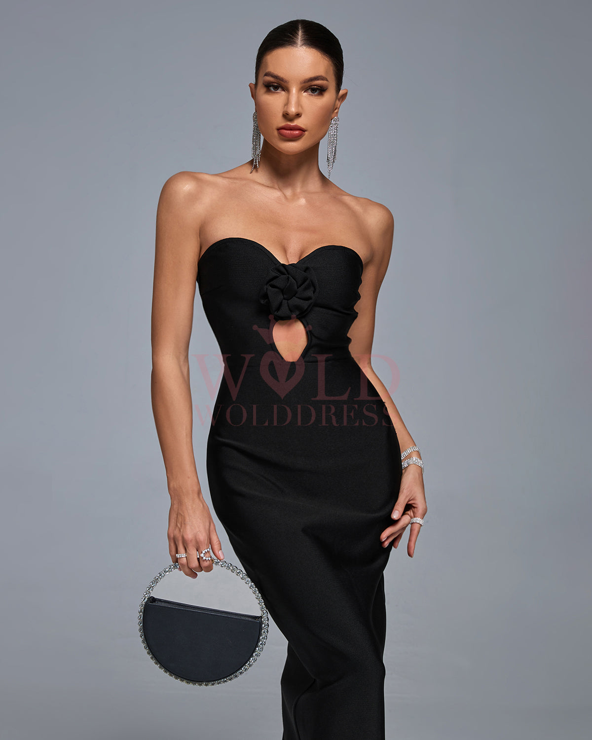 Strapless Cut Out Maxi Bandage Dress