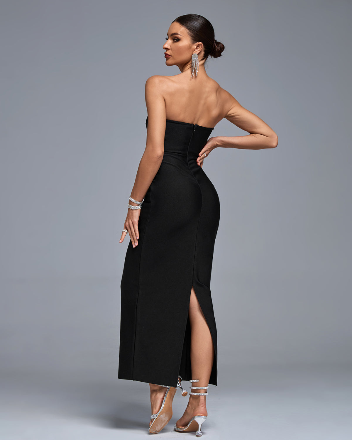 Strapless Cut Out Maxi Bandage Dress