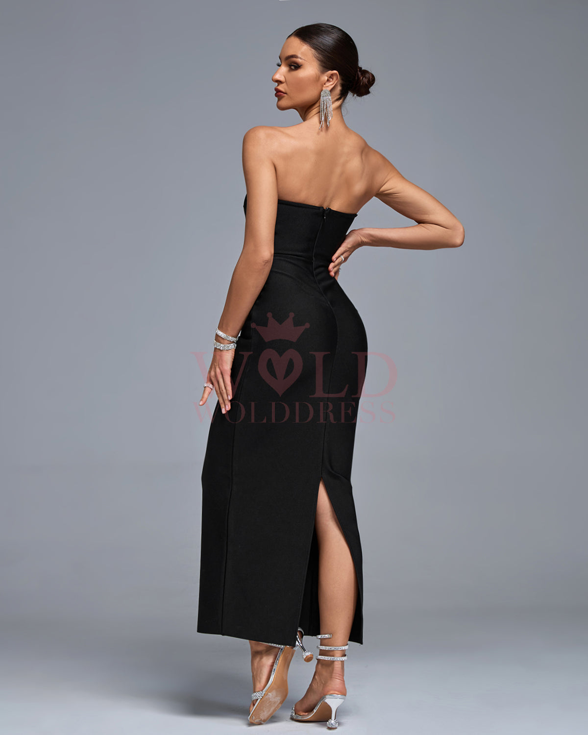 Strapless Cut Out Maxi Bandage Dress