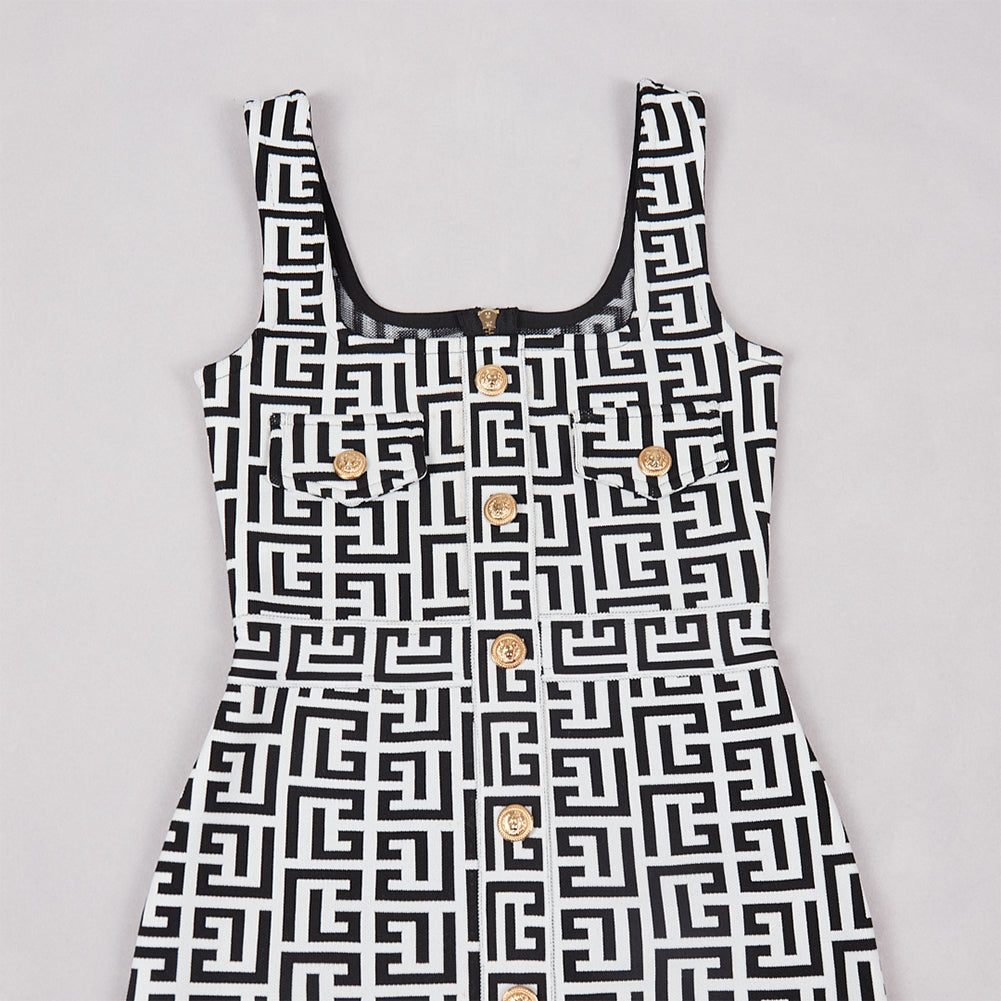 Strappy Sleeveless Metal Ornamental Buckle Mini Bandage Dress PZC2473