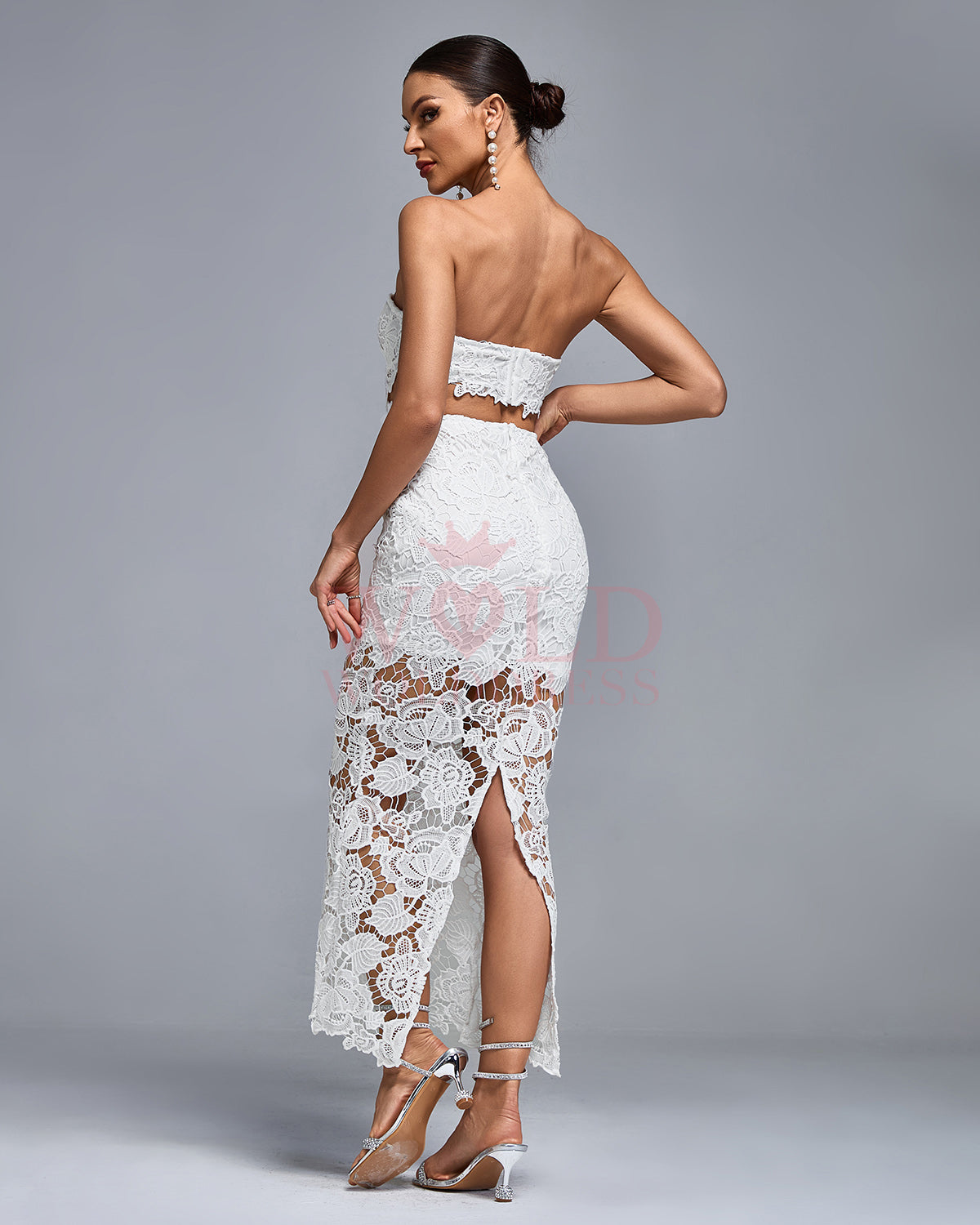 Lace Floral Cutout Bustier Maxi Dress