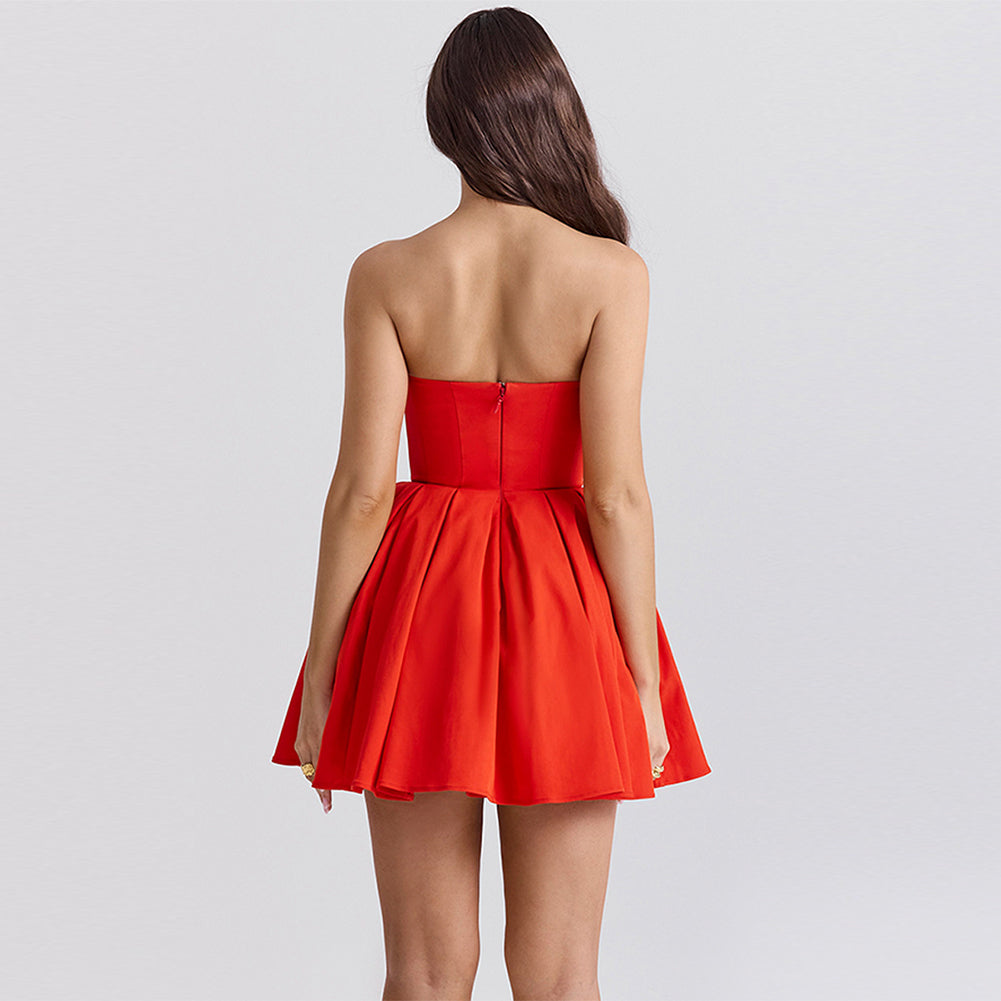 Strapless Sleeveless A-line Mini Dress