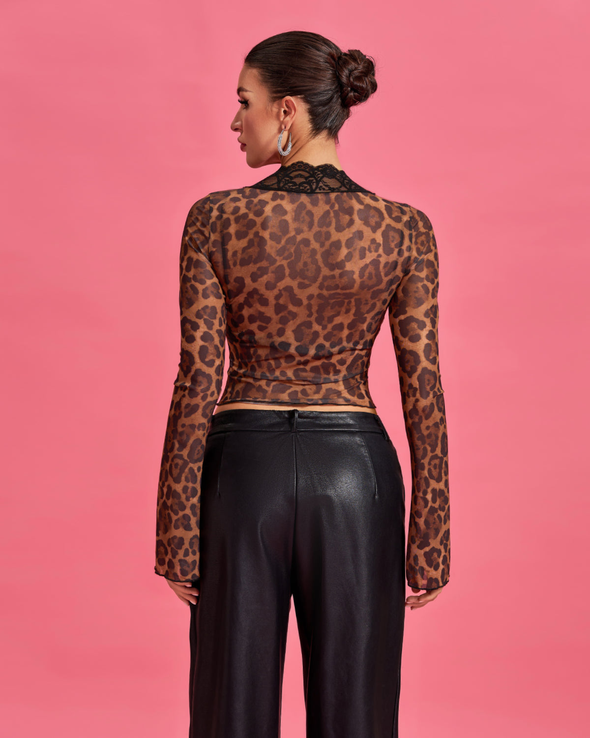 Lace Trim Leopard Print Top