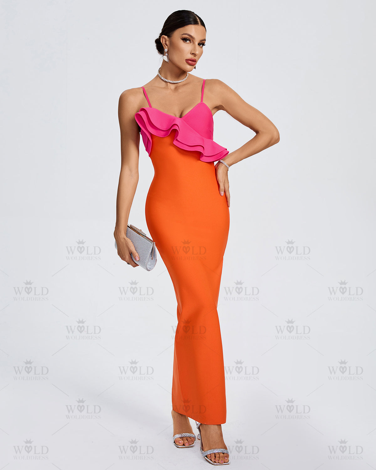 Elegant Ruffle Strap Bandage Long Dress