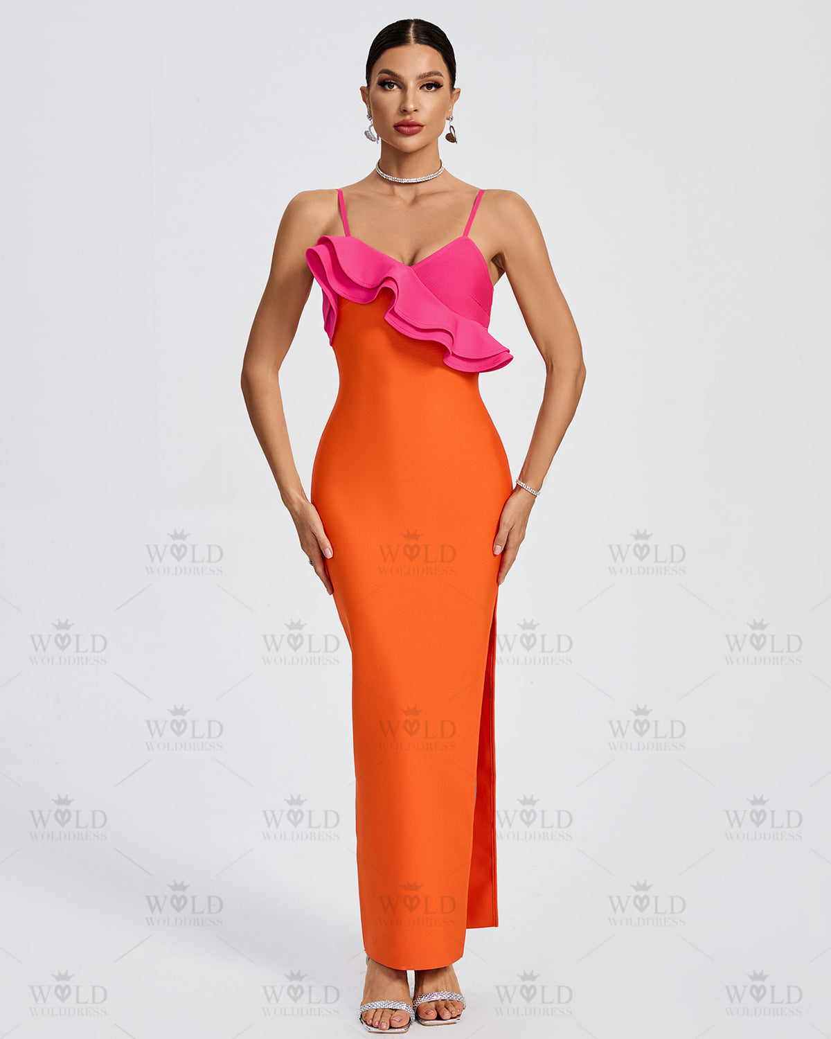 Elegant Ruffle Strap Bandage Long Dress