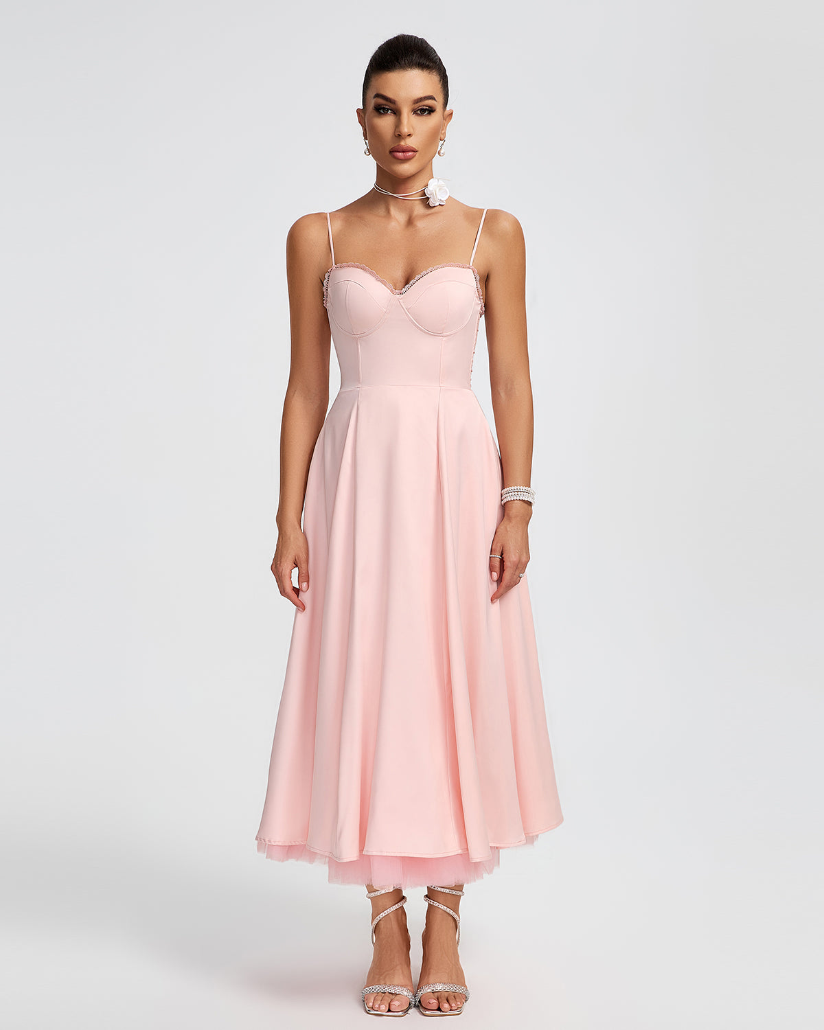 Ballerina Pink Open Back Midi Dress