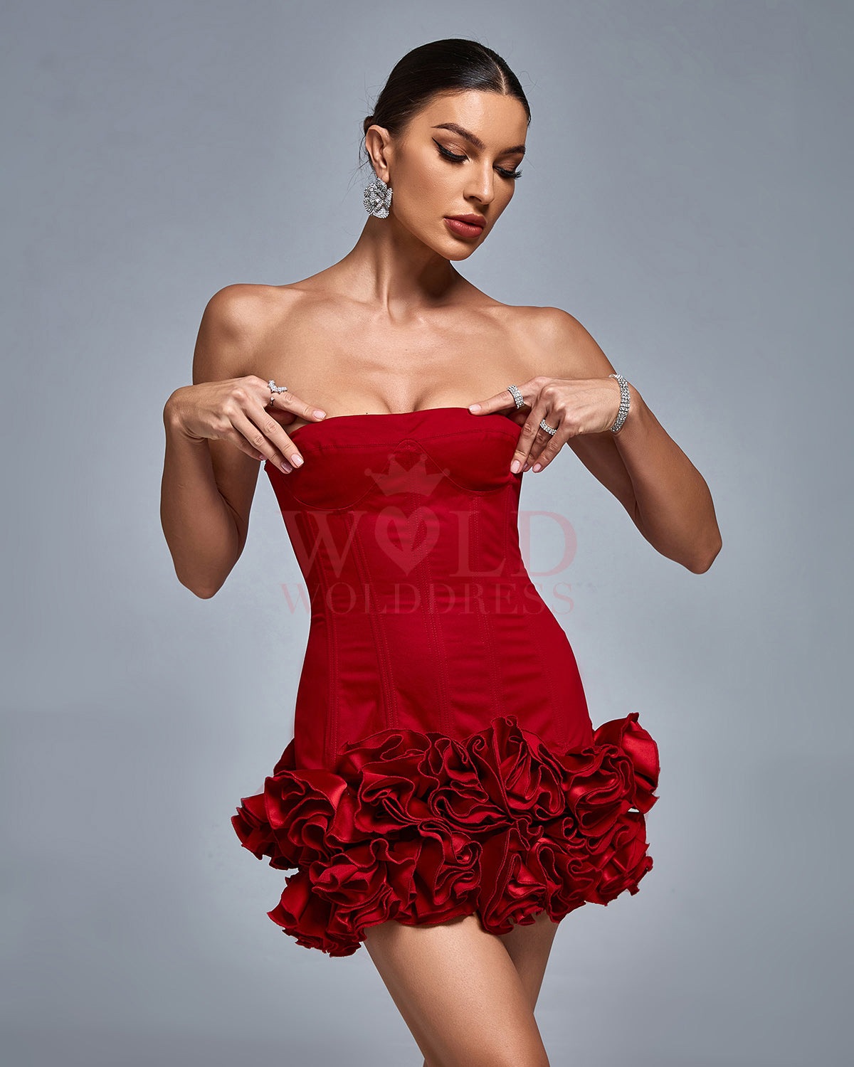 Paradise Cupped Corset Ruffle Dress