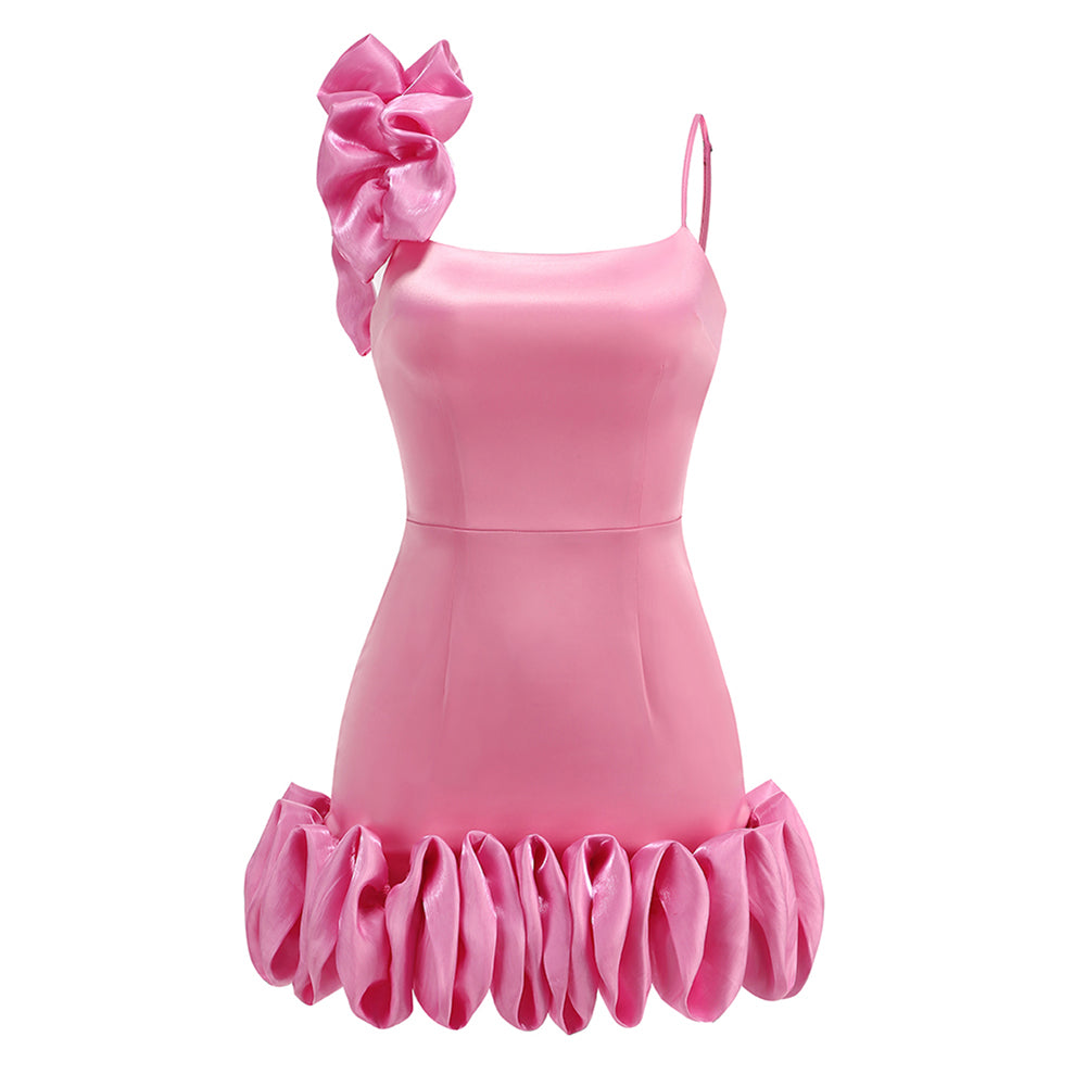 Rose Pink Frilled Mini Dress