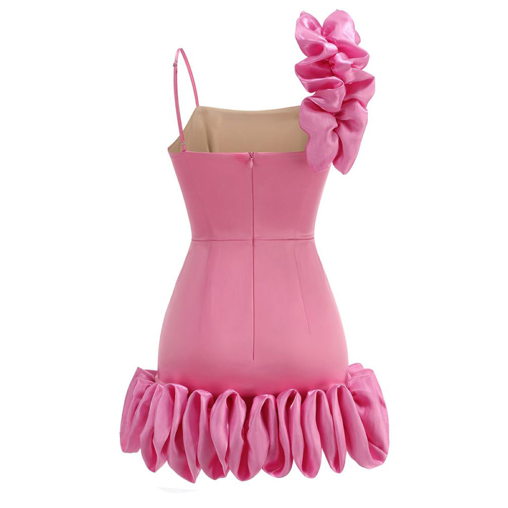 Rose Pink Frilled Mini Dress