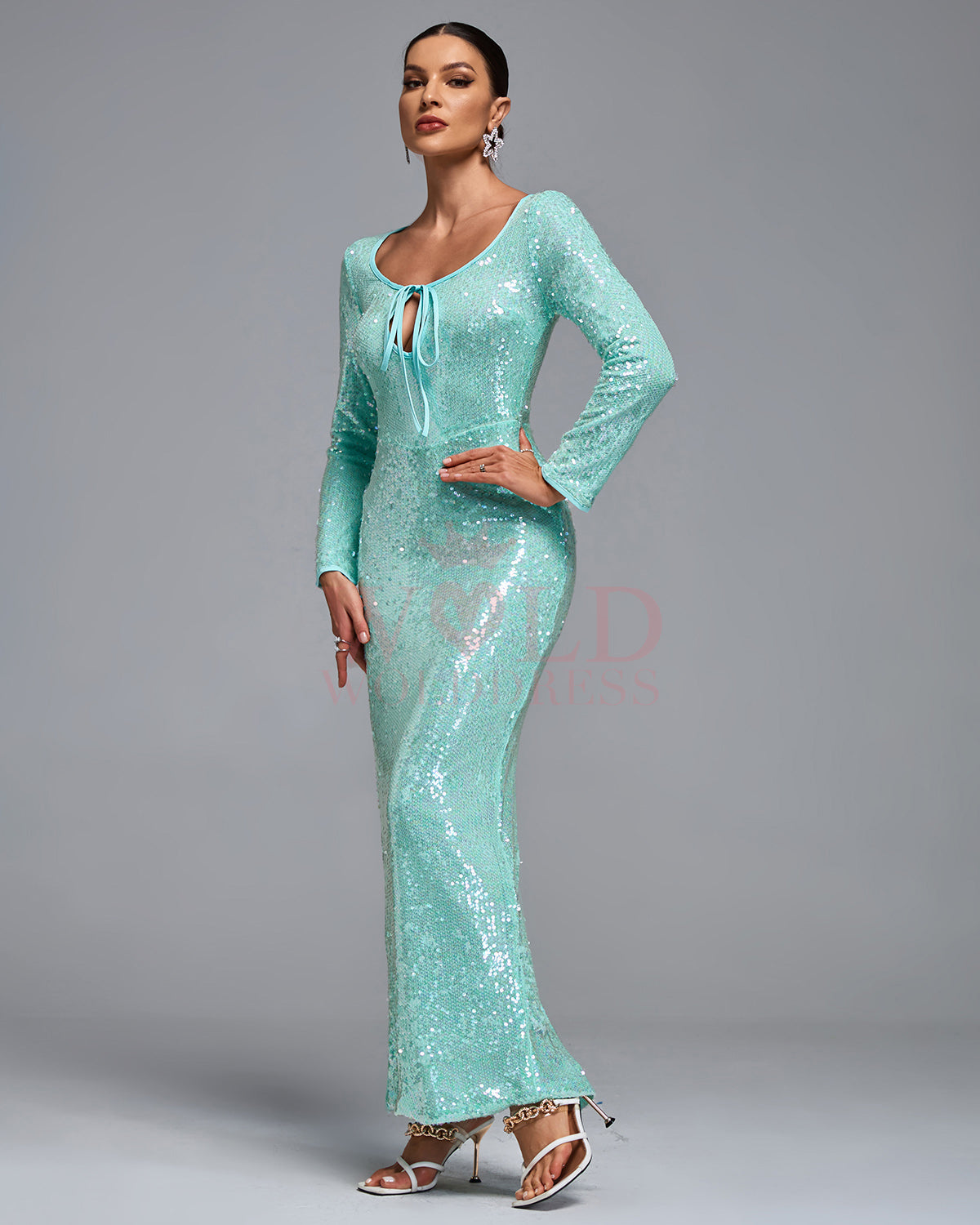 Scoop Neck Sequin Maxi Gown