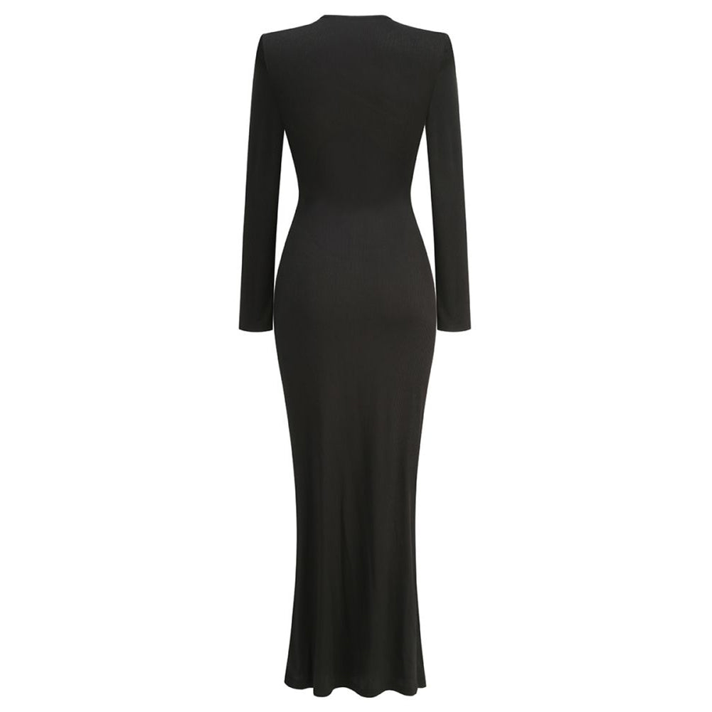 Cut Out Fitted Maxi Dress Black