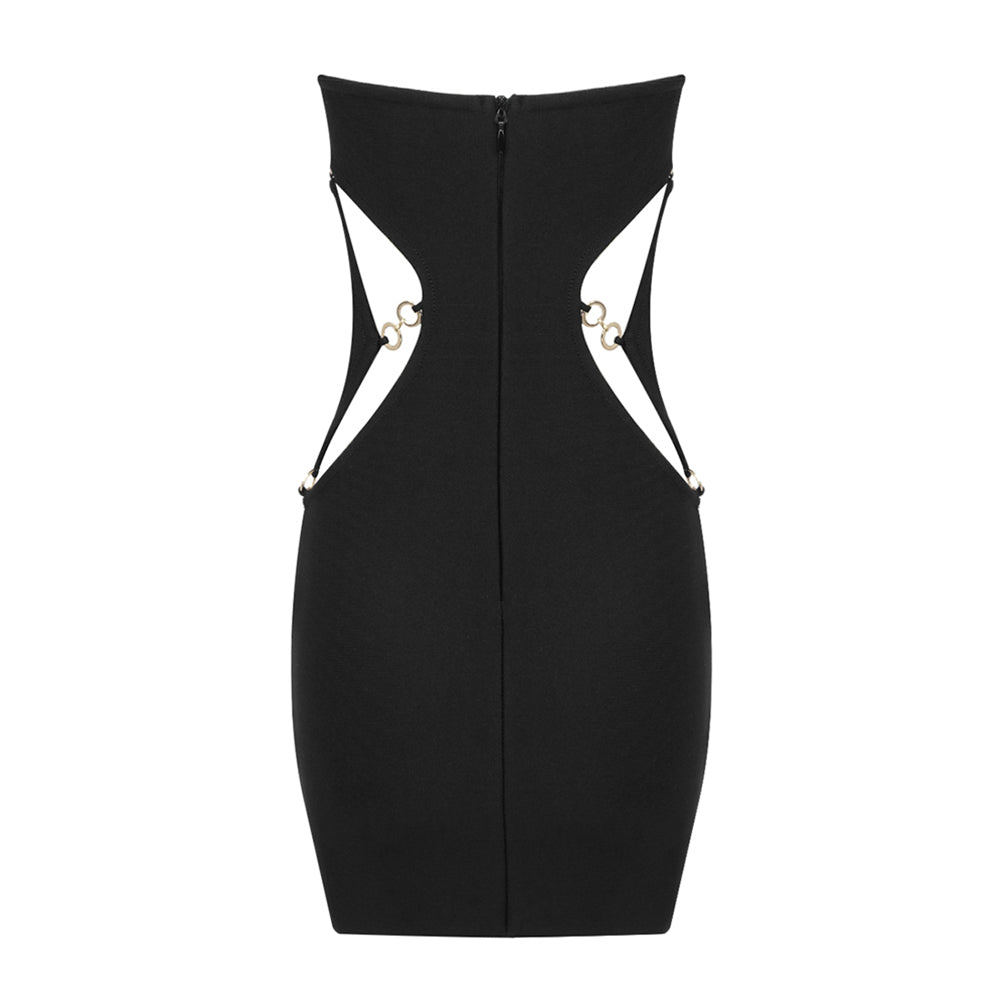 Strapless Sleeveless Metal Ring Mini Bodycon Dress BD2443