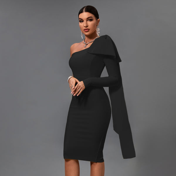 Robe Bandage Midi Asymétrique Bowknot