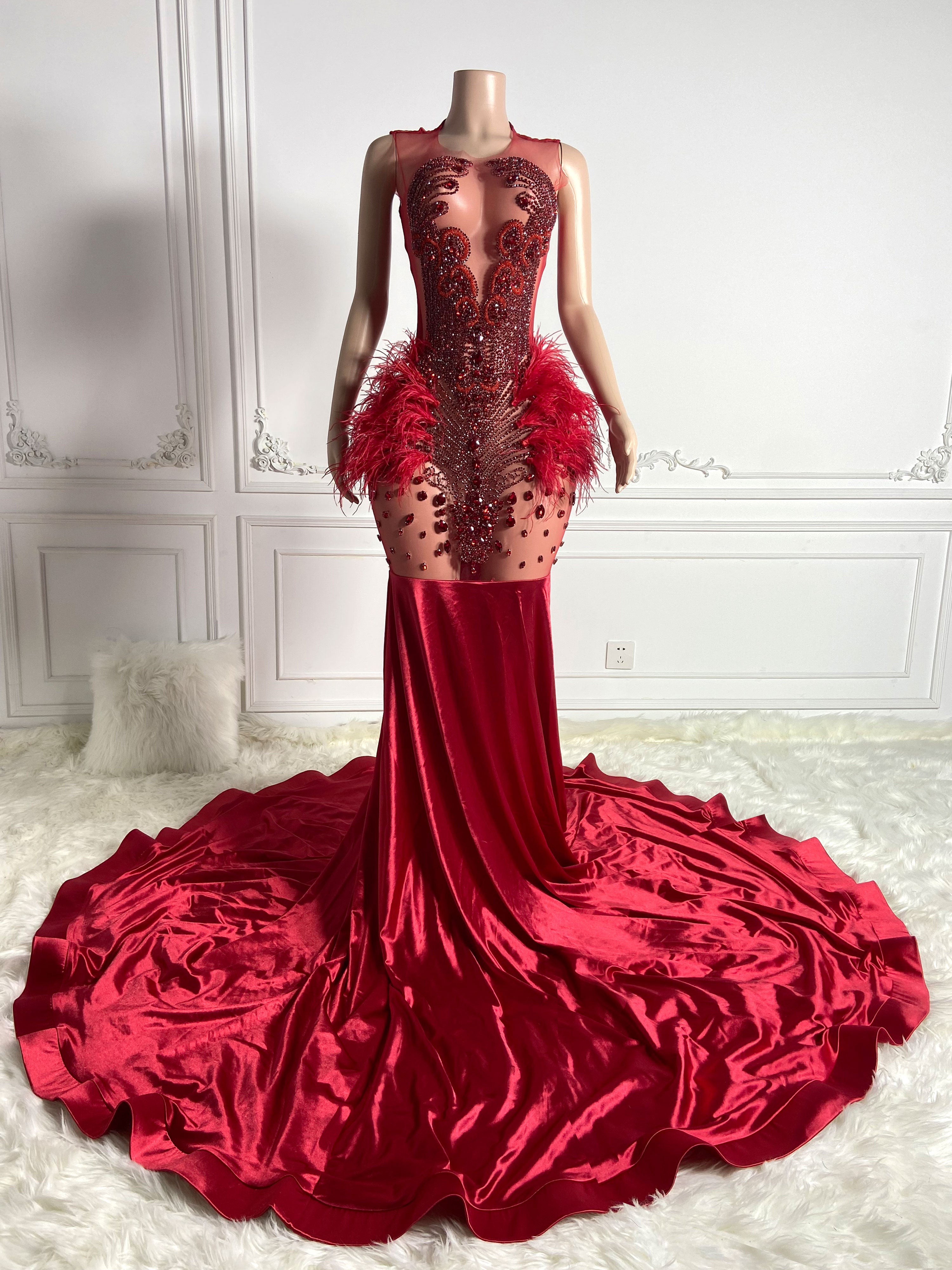 Red See-Through Gown