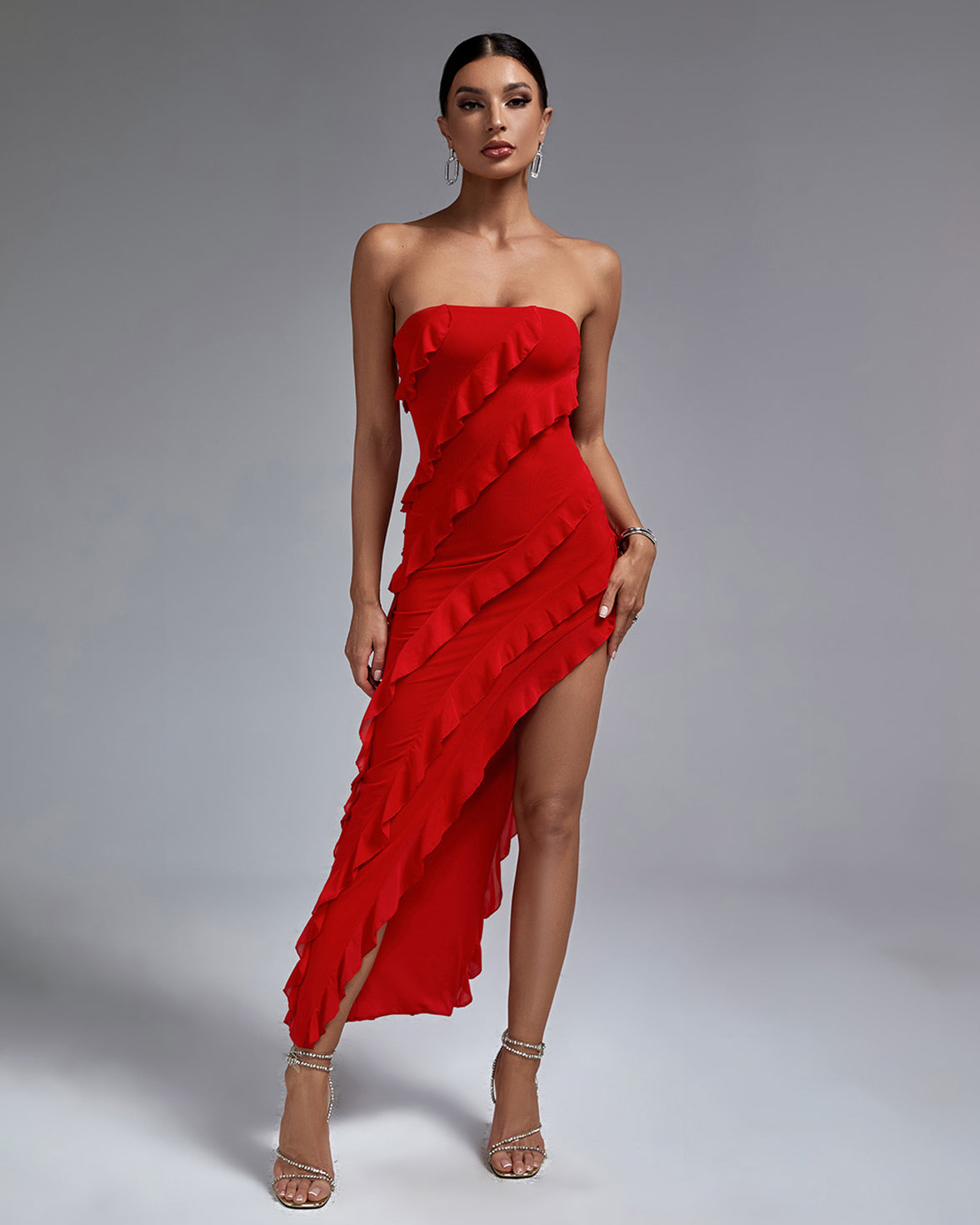 Women's Bandeau Ruffle Detail Maxi Dress | Wolddress